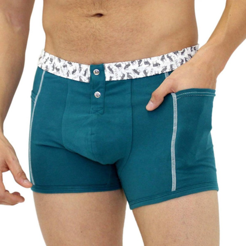 Aurora Blue Men's Boxer Brief with FOXERS Elk Band