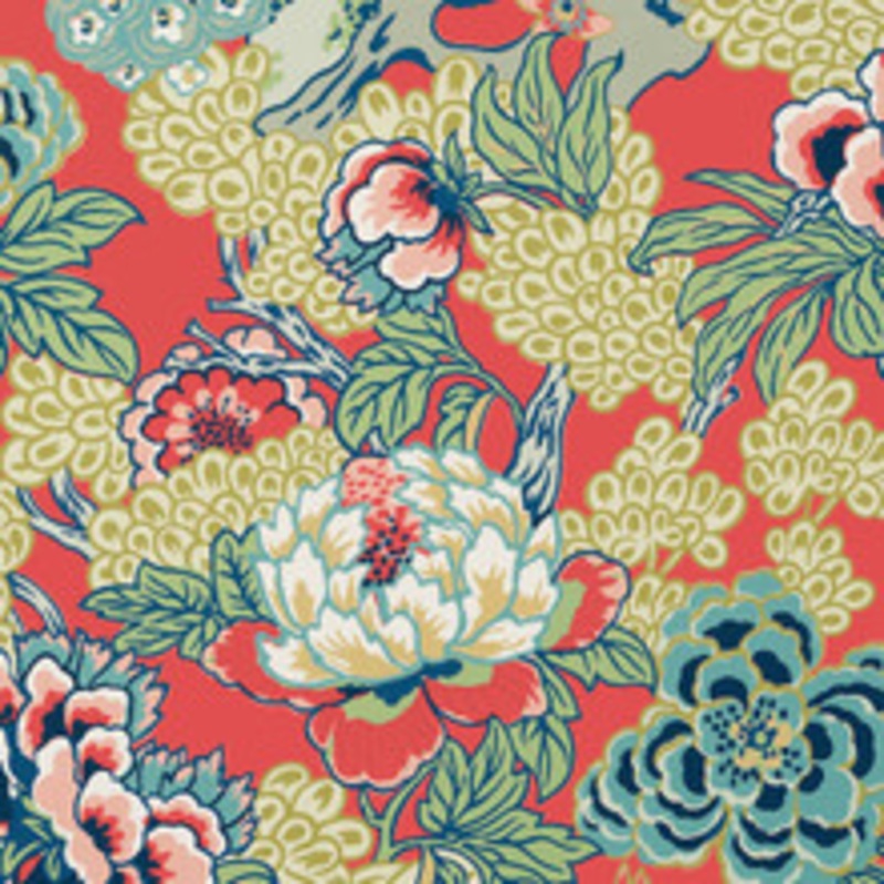 Thibaut Wallpaper Honshu Coral and Green T75490