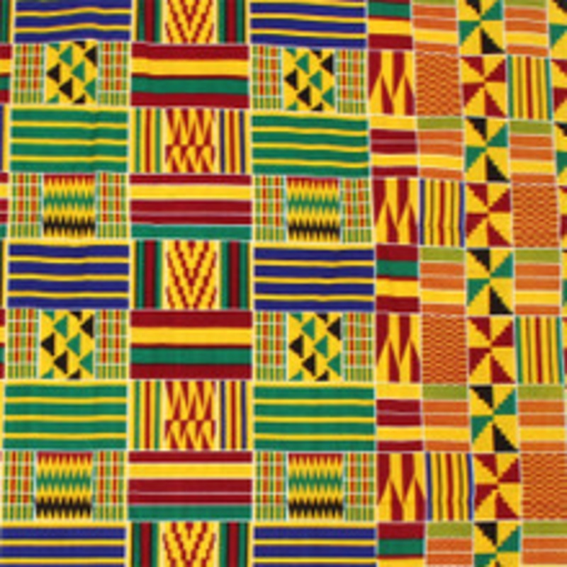 Economy Burgundy & Green Kente Print Fabric 12 Yards