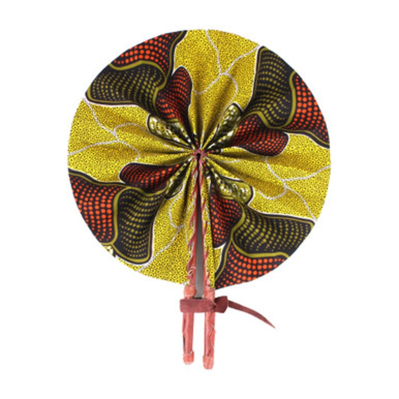 Mustard African Print Folding Fan
