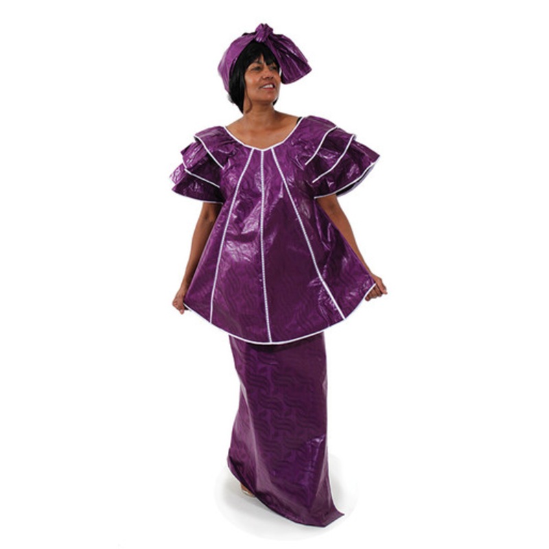 Violet Purple Brocade Pleated Skirt Set