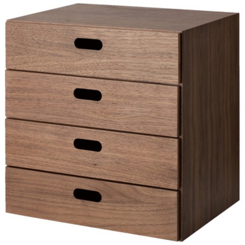 1x4 Drawer Set (Walnut) 37 x 28 x 37cm
