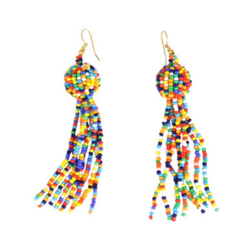 Maasai Beaded Orb & Strand Earrings