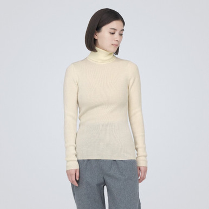 Women's Fine Knit Wool Ribbed Turtle Neck Jumper 18267