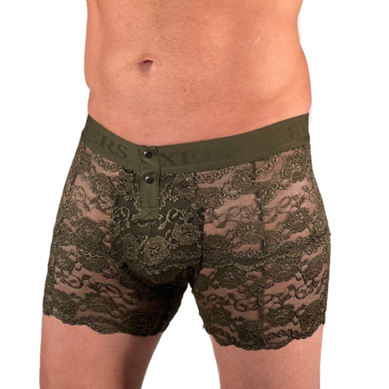 Foxers Men's Olive Lace Boxer Briefs