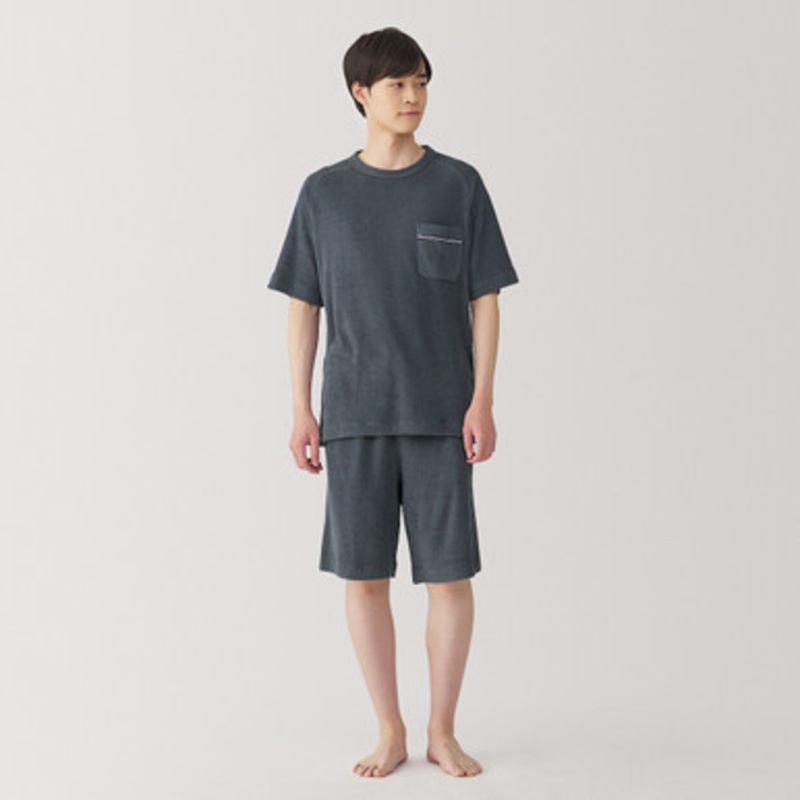 Men's Cotton Blend Pile Short Sleeve Loungewear Set