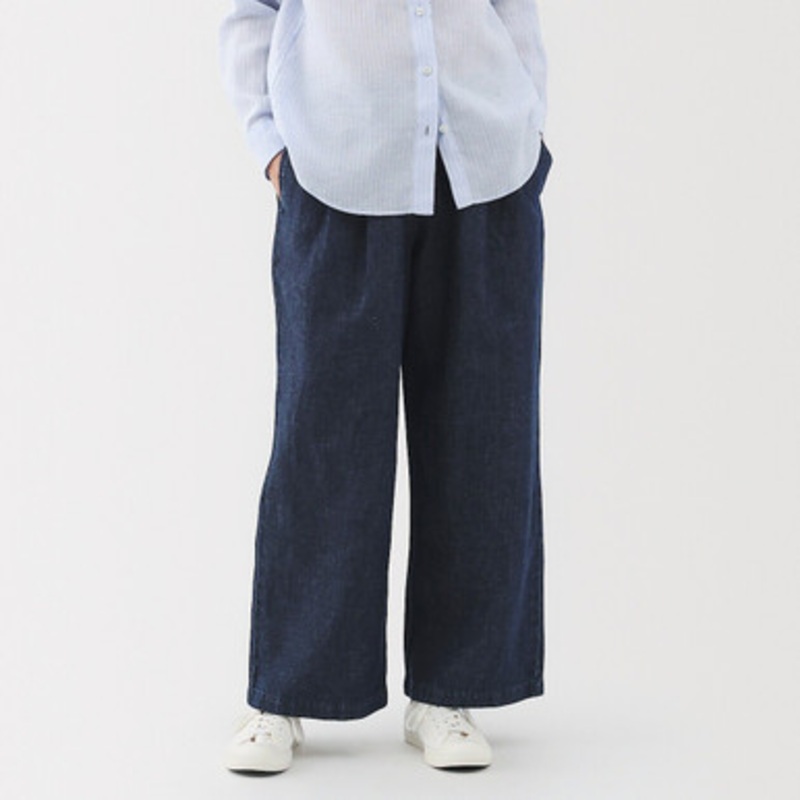 Women's Linen Blend Denim Wide Leg Trousers