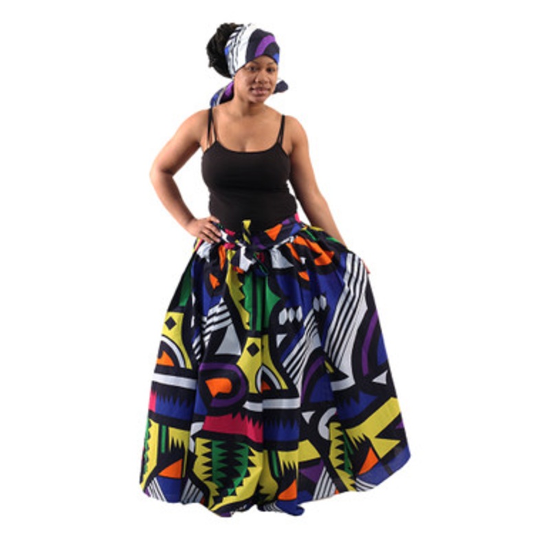 Abstract Print Maxi Skirt - B