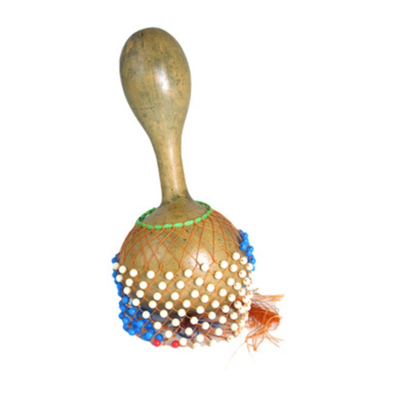 Ghanian Beaded Shekere Gourd Shaker - Medium
