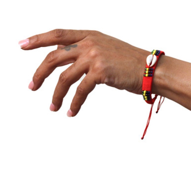 Set Of 6 Kenyan Rasta Threaded Cowry Shell Bracelets