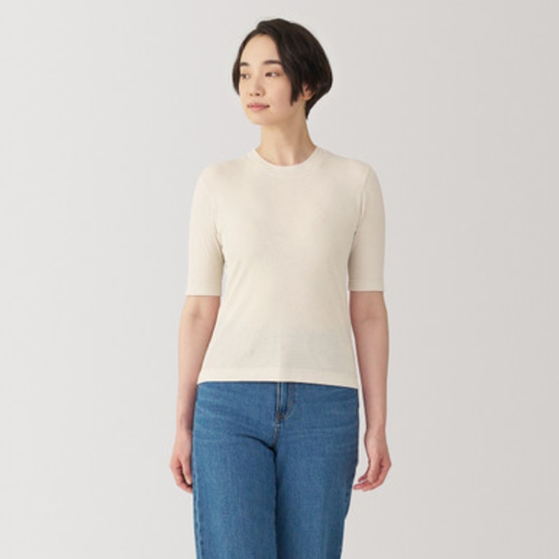 Women's Soyfibre Blend Ribbed Crew Neck Half Sleeve Tshirt