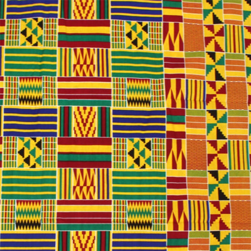 Burgundy & Green Kente Print Fabric 12 Yards