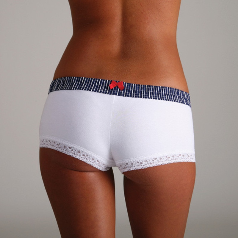 Navy Stripe over White Boyshort