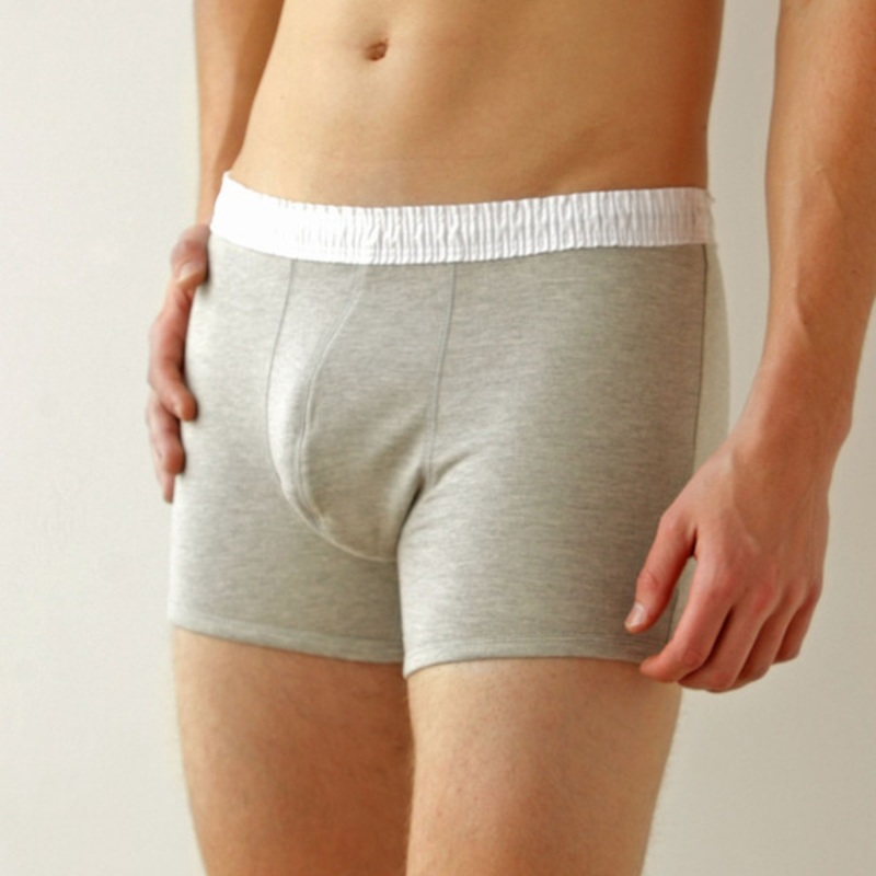 Men's White over Grey Short Boxer Brief