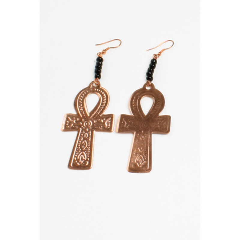 Ankh Earrings: Copper