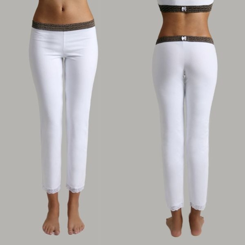 Leggings - Brown Dot over White