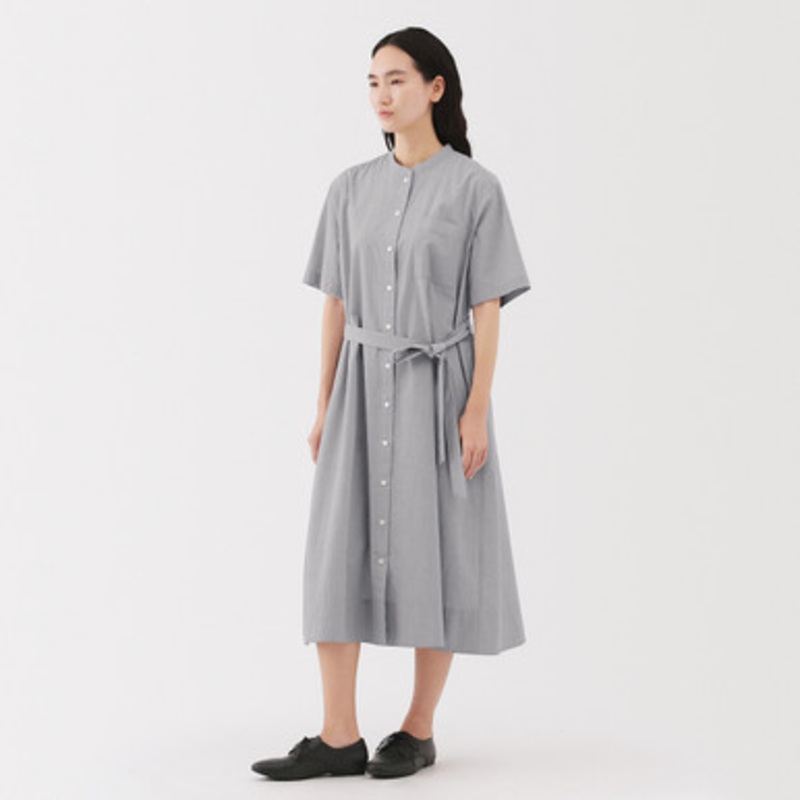 Women's Cotton Cool Touch Stand Collar Shirt Dress