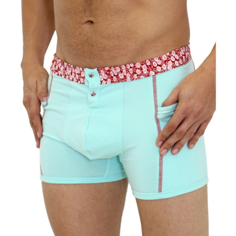 FOXERS Men's Aqua Boxer Brief with Flower Power Band