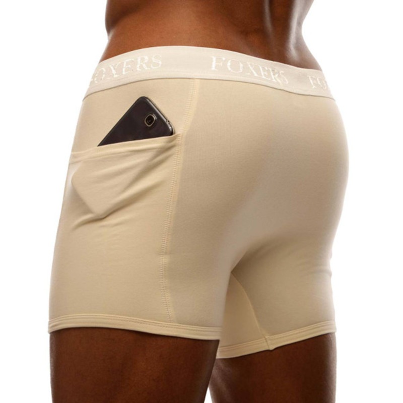 Men's Ivory Boxer Brief with Ivory Logo FOXERS Waistband
