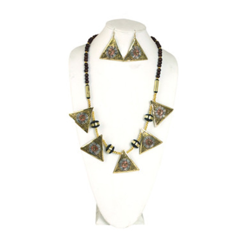 Tri-Metal Spiral Necklace & Earring