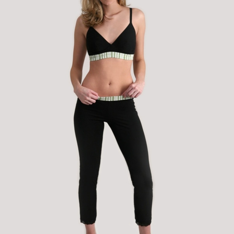 Leggings - Green Stripe over Black