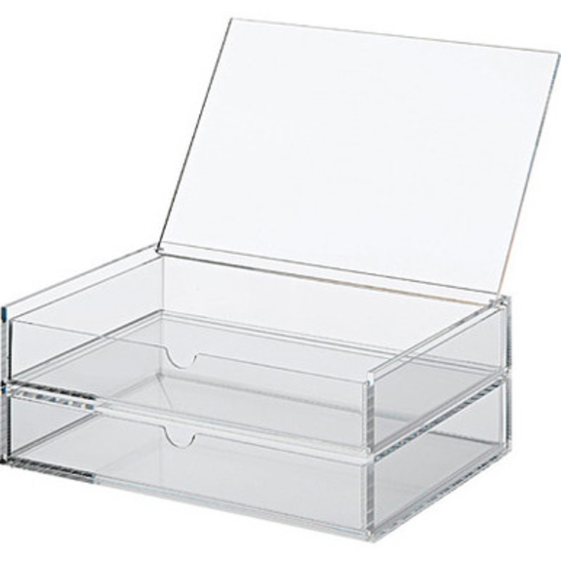 Stackable Acrylic 2 Drawer Box with Flip Top  L