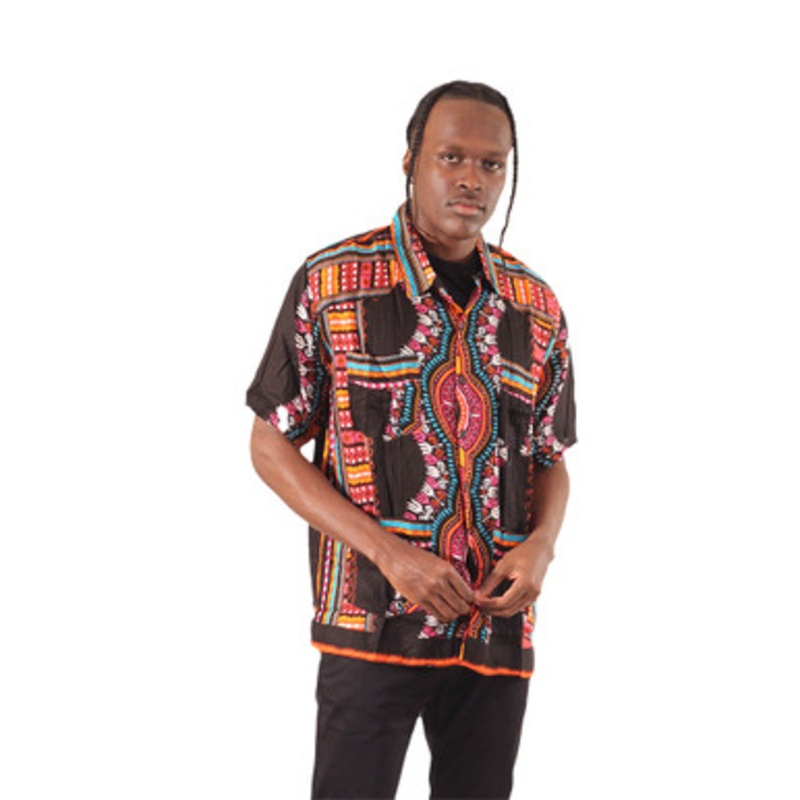 Traditional Print Button Shirt