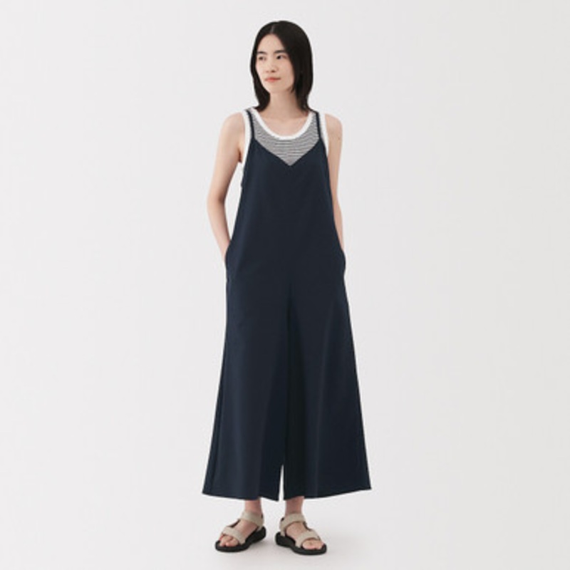 Women's Seersucker Blend Wide Leg Jumpsuit