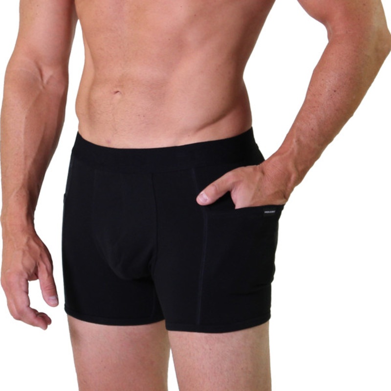 Black Men's Boxer Brief No Snap with Pockets