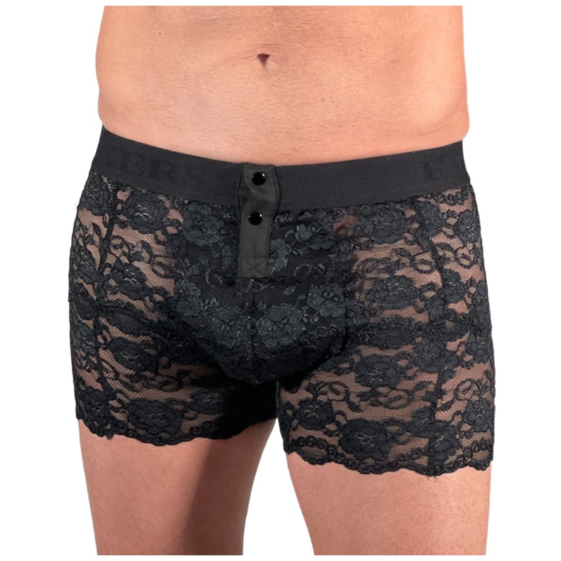 Men's Black lace boxer briefs FOXERS