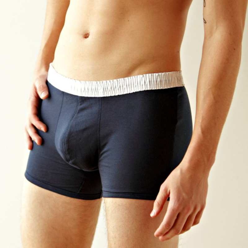 Men's White over Navy Short Boxer Brief