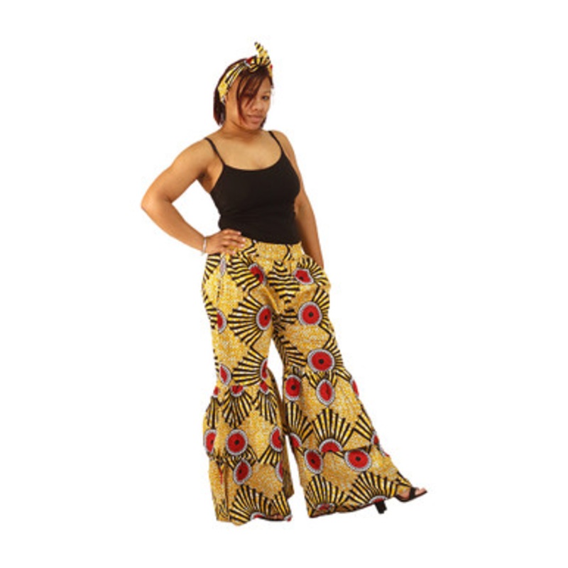 Ankara Print Frill Wide-leg Pants - ONE SIZE