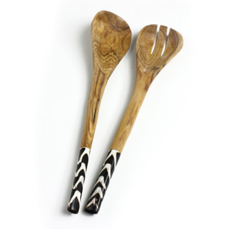 Bone Handle Wooden Salad Set