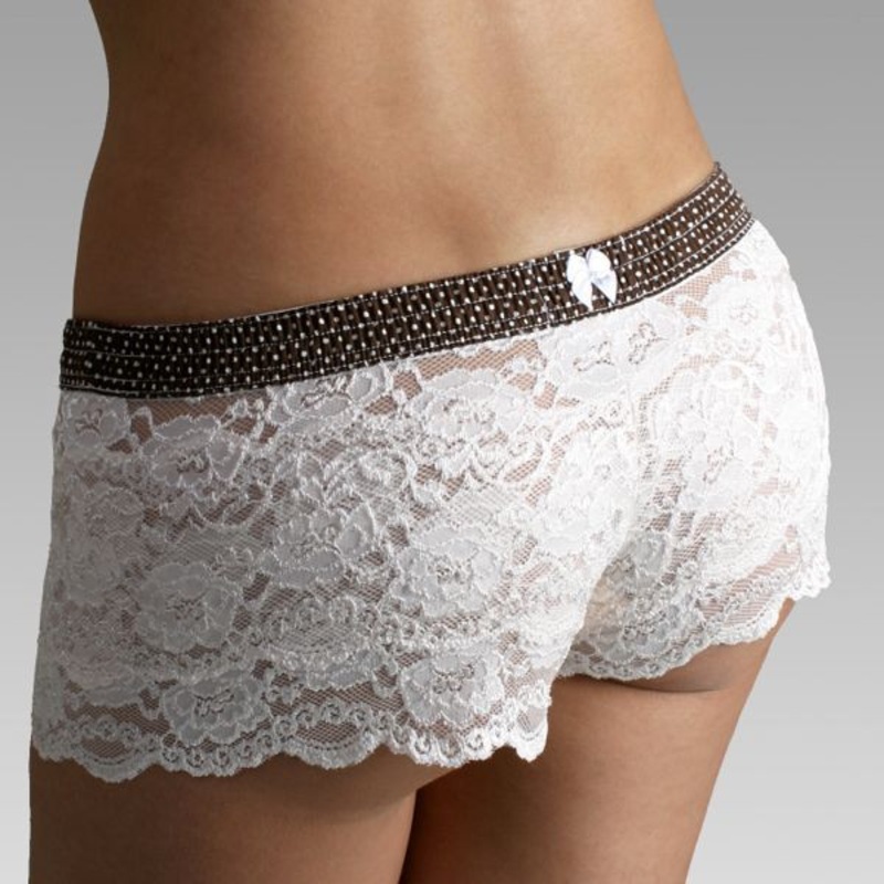 Brown Dot over Blush Lace Boxers