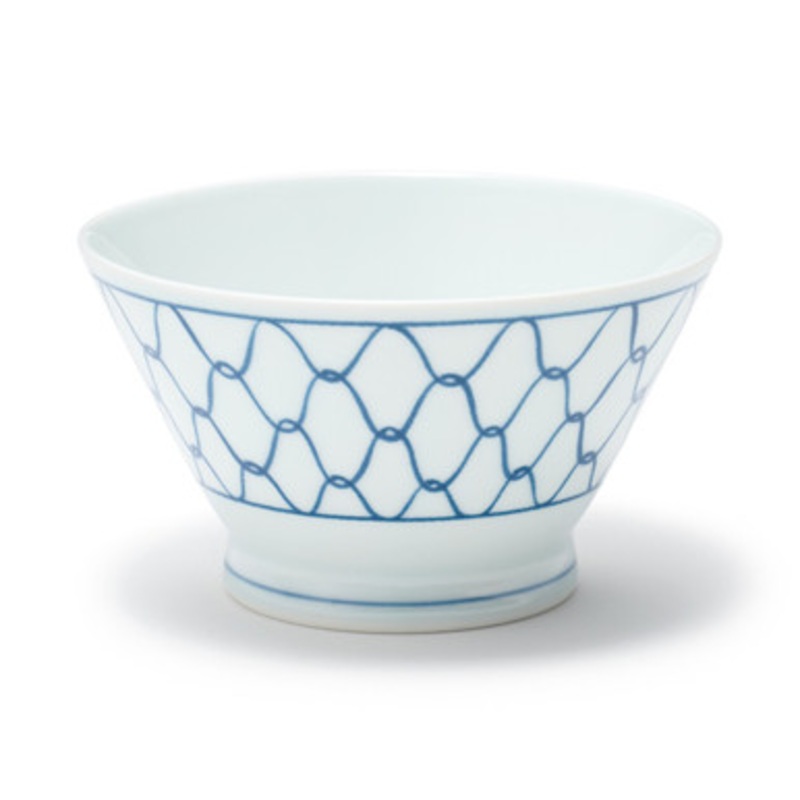 Hasami Ware Porcelain Rice Bowl  Mesh Pattern