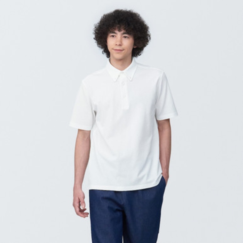 Men's Cotton Piqu Cool Touch Button Down Polo Shirt