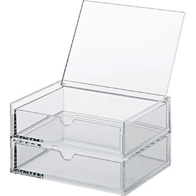 Stackable Acrylic 2 Drawer Box with Flip Top  S