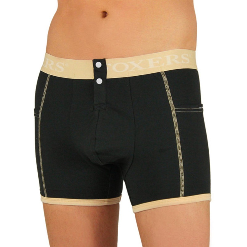 Men's Black Boxer Brief | FOXERS Sand Logo Band