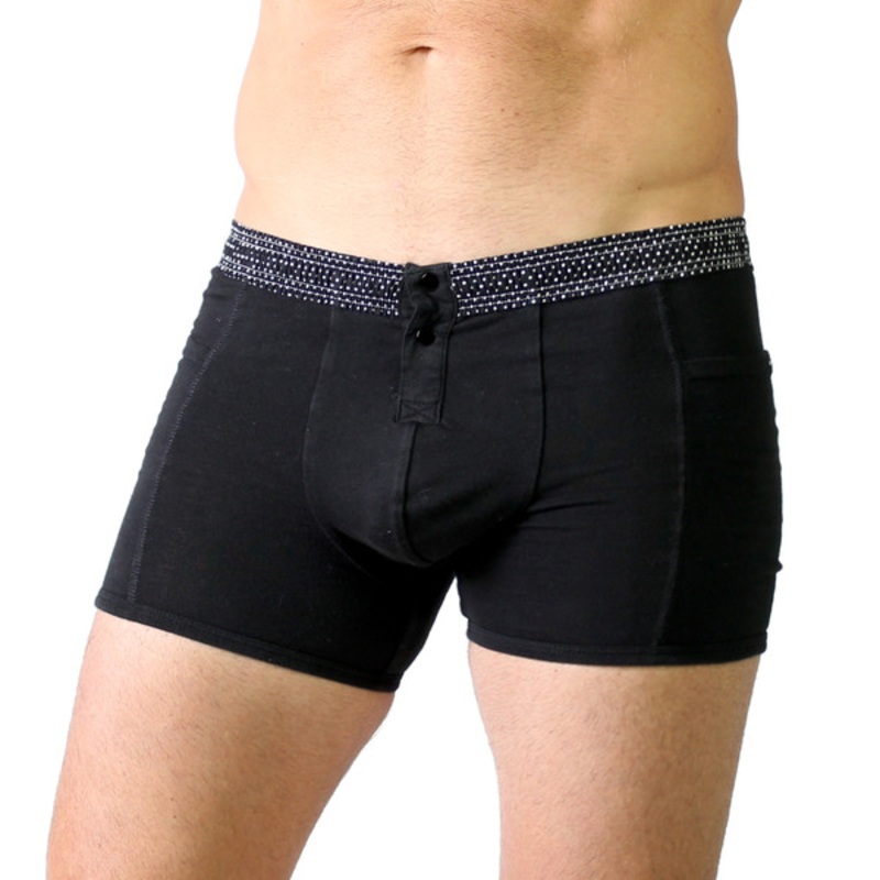 Men's Black Boxer Briefs with Pin Dot Band