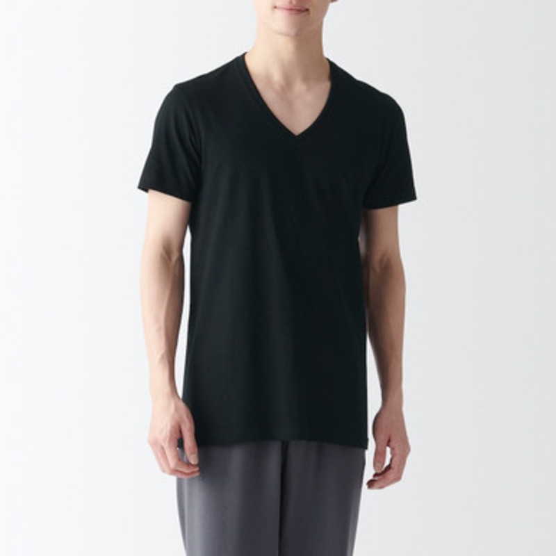 Men's Side Seamless Jersey V neck TShirt  2 pack