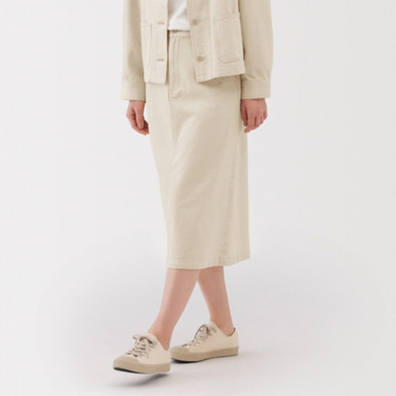 Women's Kapok Blend Denim Aline Skirt  Ecru