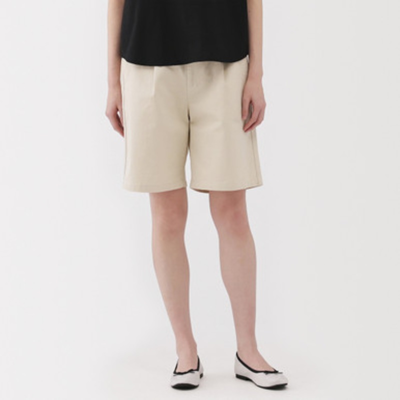 Women's Slub Yarn Chino Pleated Shorts
