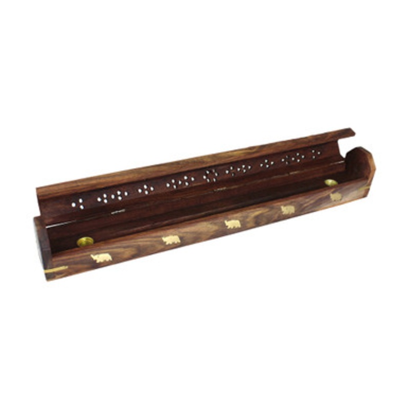 Wooden Incense Burner Box w/Storage