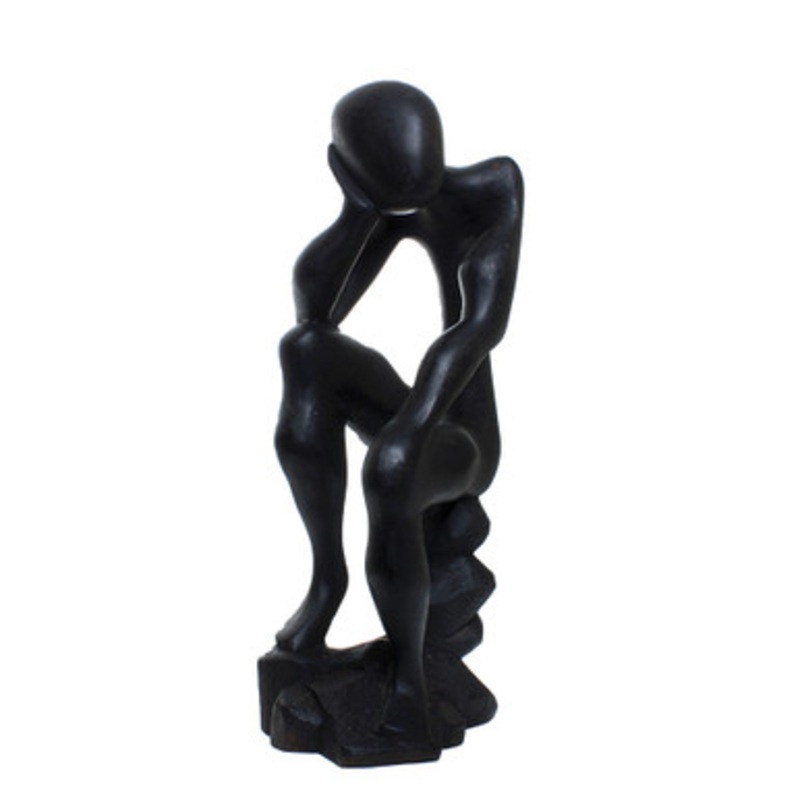 Thinker Statue On Stool - Black 10-12