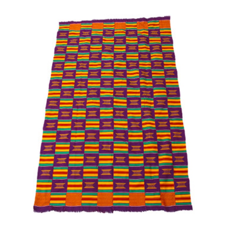Kente Print Hand Woven Cloth - Kente/Purple Gold Crest