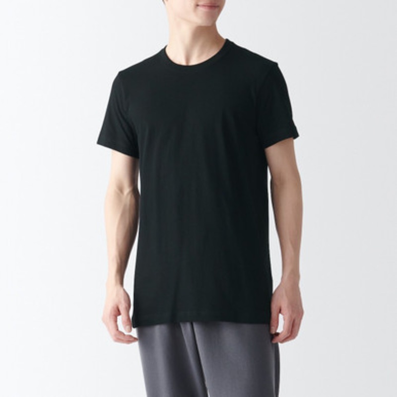 Men's Side Seamless Cotton Crew Neck TShirt 2 Pack