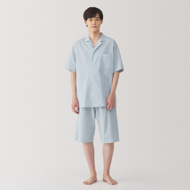 Men's Side Seamless Seersucker Short Sleeve Pyjamas