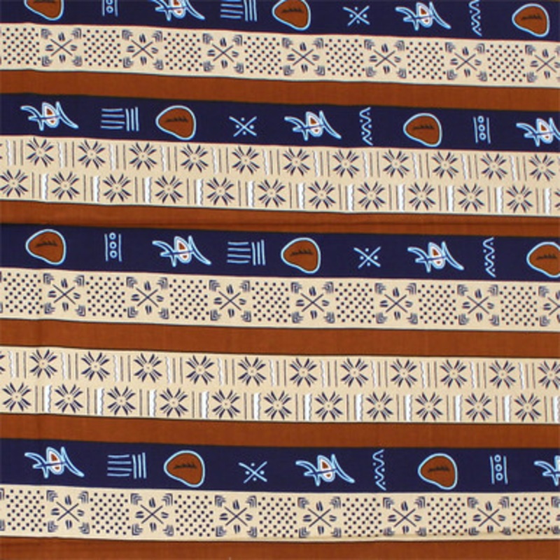 Economy Fabric: Brown/Blue Striped 6 Yds