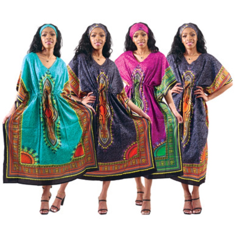 Set of 4 Luxe Trad Print String-Tie Kaftans - ASSORTED