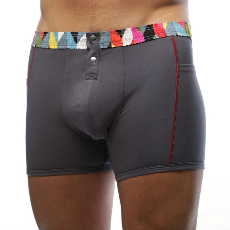 Men's Charcoal Gray Boxer Brief Kaleidoscope FOXERS Band